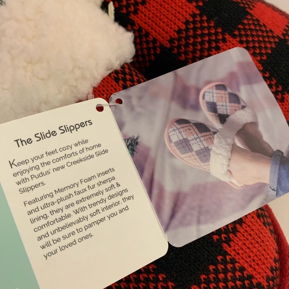 Pudus Memory foam lumberjack red slide slippers S(5-6.5) women’s - Picture 8 of 11